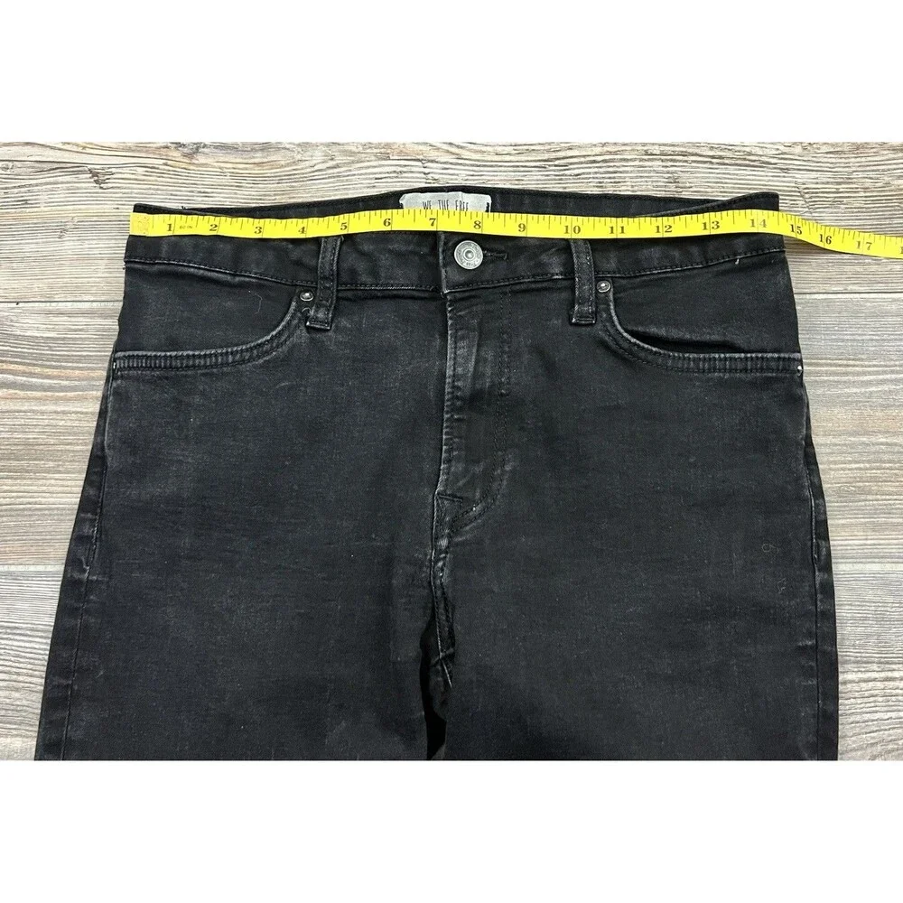 Free People We‎ The Free Jeans Women's Sz 28 Mid-Rise Skinny Black Raw Hem